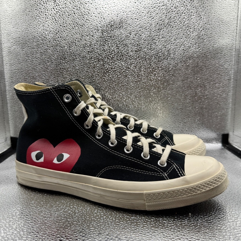 Size 12 Converse x CDG PLAY Chuck 70 High Top Mens Black Excellent Heart Logo